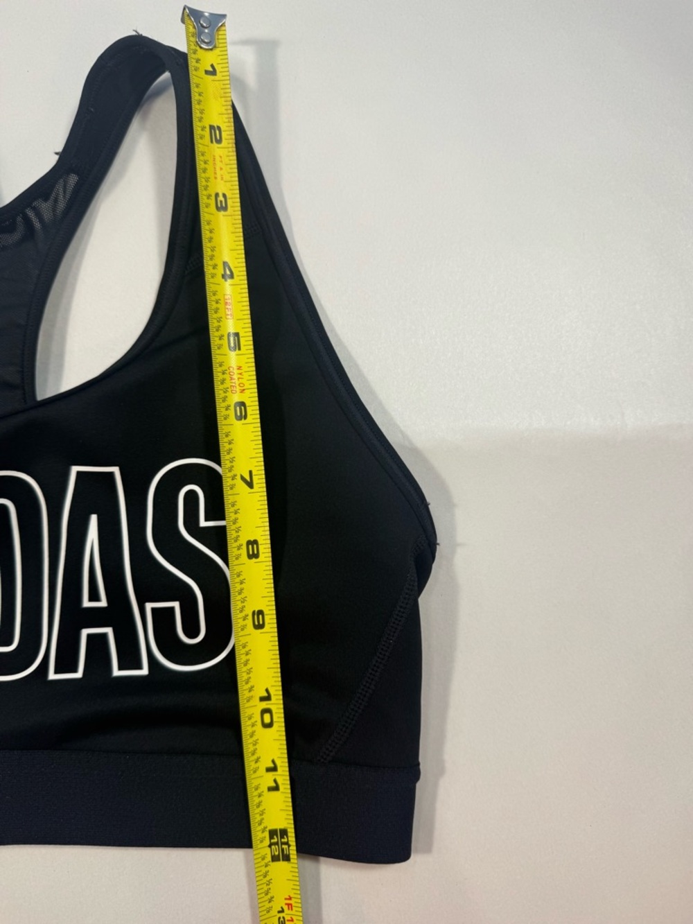 adidas Black Sports Bra with White Logo Print - Picture 4 of 7